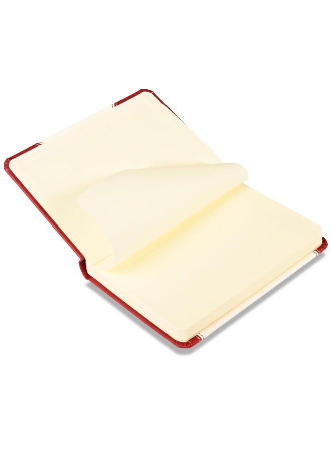 FIS® Hard Cover Notebook,Italian PU Materials,A6 Size,240 Pages,Plain No Ruling,Round Corners with Elastic Band Closure,70gsm Italian Ivory Paper,1 Piece,Red with White Color-FSNBA6PL1502 - Image 5